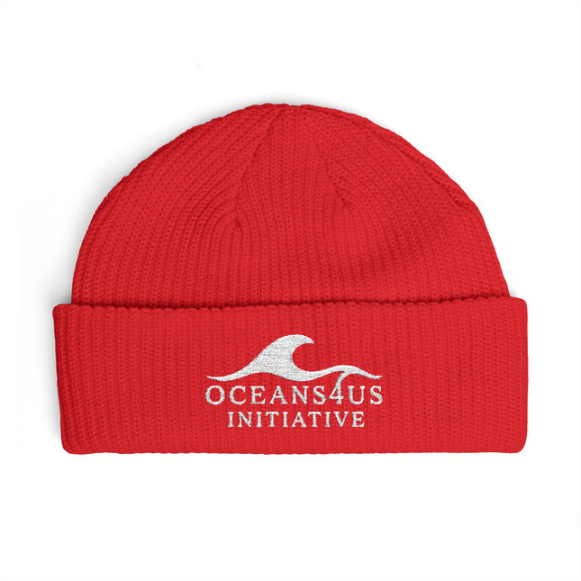 Oceans4Us Initiative Cuff Beanie — Embroidered Wave Knit Hat