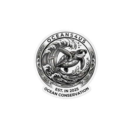 Ocean Conservation Sea Turtle Sticker — "OCEANS4US" Die-Cut Vinyl