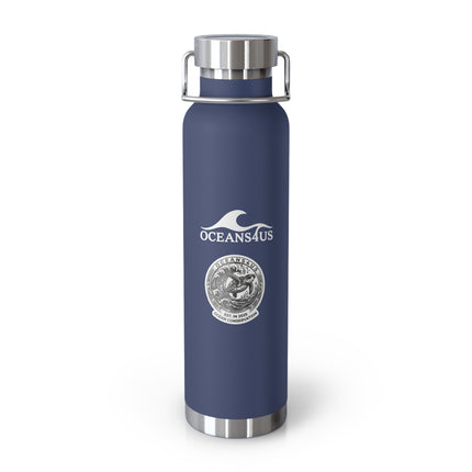 Oceans4Us Black 22oz Copper Vacuum Water Bottle
