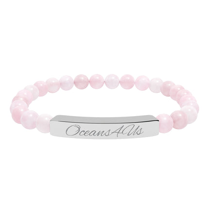 Oceans4Us Engraved Natural Stone Bar Bracelet — Stretch Beaded Healing Jewelry