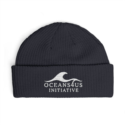 Oceans4Us Initiative Cuff Beanie — Embroidered Wave Knit Hat