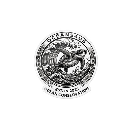Ocean Conservation Sea Turtle Sticker — "OCEANS4US" Die-Cut Vinyl