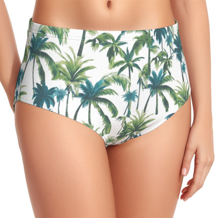 Suggested Title: Oceans4Us Women's Palm Leaf High-Waist Bikini Set