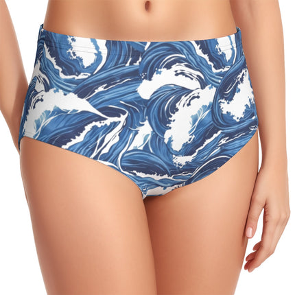 Oceans4Us Women's Wave Print High-Waist Bikini Set