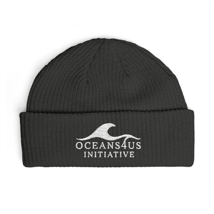Oceans4Us Initiative Cuff Beanie — Embroidered Wave Knit Hat