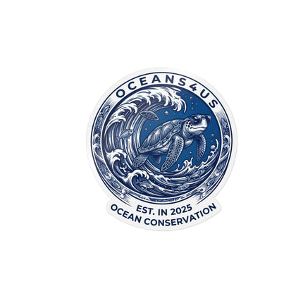 Ocean Conservation Turtle Sticker — "OCEANS4US" Die-Cut Vinyl Sticker