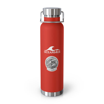 Oceans4Us Black 22oz Copper Vacuum Water Bottle