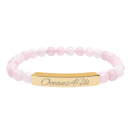 Oceans4Us Engraved Natural Stone Bar Bracelet — Stretch Beaded Healing Jewelry