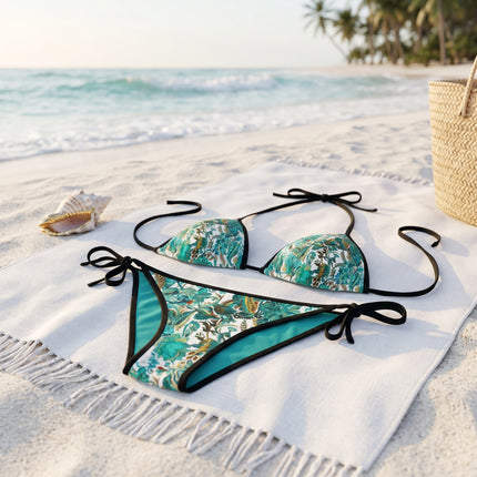 Oceans4Us Teal and Gold Paisley Bikini