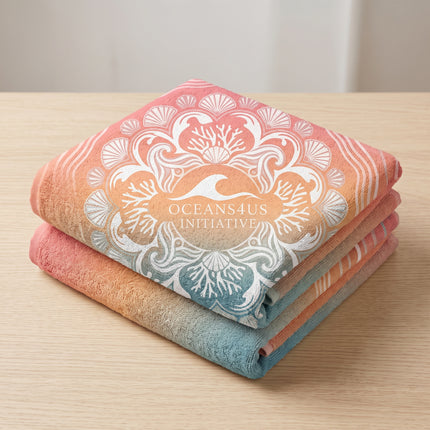 Oceans4Us Coastal Mandala Beach Towel | Quick-Dry Sunset Bohemian Towel