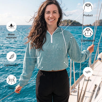 Oceans4Us Women's Cropped Windbreaker - Aqua Wave