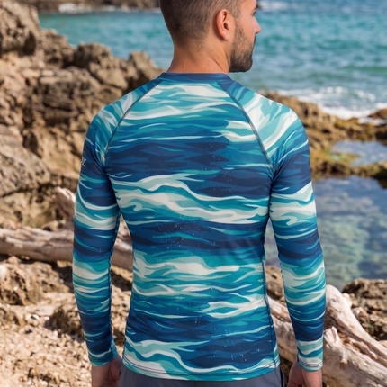 Oceans4Us Men's Blue Wave Performance Rash Guard