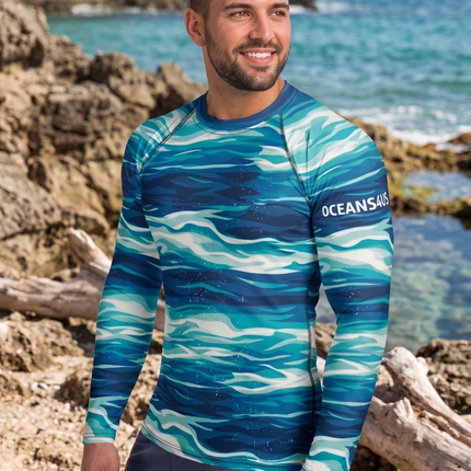 Oceans4Us Men's Blue Wave Performance Rash Guard
