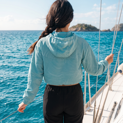 Oceans4Us Women's Cropped Windbreaker - Aqua Wave