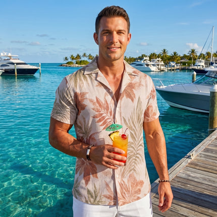 Oceans4Us Men's Palm Leaf Resort Shirt.