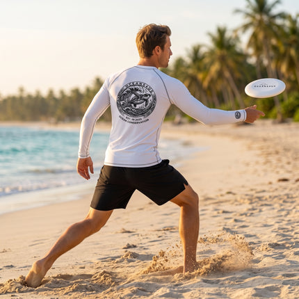 Oceans4Us Men's White Sea Turtle Rash Guard