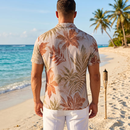 Oceans4Us Men's Palm Leaf Resort Shirt.