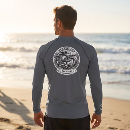 Men's Ocean Conservation Sea Turtle Slate Grey Long Sleeve Rash Guard