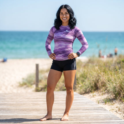 Women's Oceans4Us Lavender Wave Long-Sleeve Rash Guard