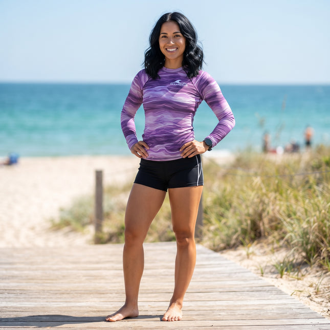 Women's Oceans4Us Lavender Wave Long-Sleeve Rash Guard