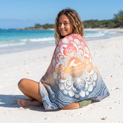 Oceans4Us Coastal Mandala Beach Towel | Quick-Dry Sunset Bohemian Towel